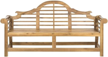 BOWERY HILL Contemporary Wood Garden Bench, Teak Finish, Classic Design, Weather-Resistant, Durable Outdoor Seating for Patio, Porch, or Garden Use