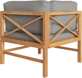 2-Seater Garden Bench with Dark Grey Cushions and Natural Teak Wood - Photo 5