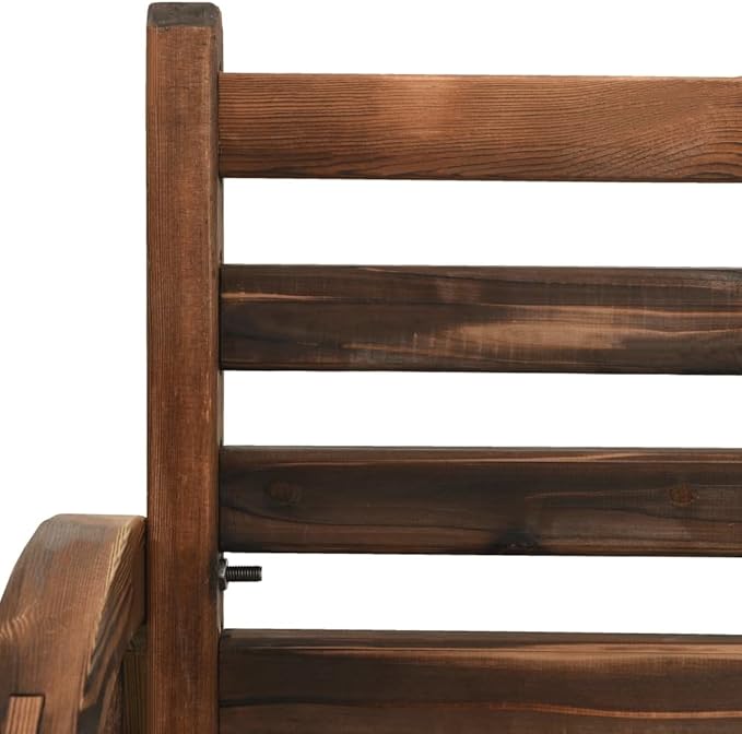 Bench Brown Solid Firwood Medium Fun Inlays Garden Bench,Solid Wood Garden Bench with Armrests Comfortable Outdoor Seating for Patio, Yard or Balcony Patio Furniture