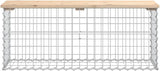 Solid Pine Wood Galvanized Steel Outdoor Garden Bench Rectangular Brown Rustic Furniture Comfortable Seating for Two - Photo 4
