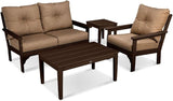 Polywood® Vineyard 4-Piece Deep Seating Set in Mahogany/Sesame - Photo 1