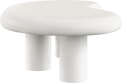 Modway Elowen Coffee Table in White - Concrete Sculptural Center Table for Indoor and Outdoor Spaces