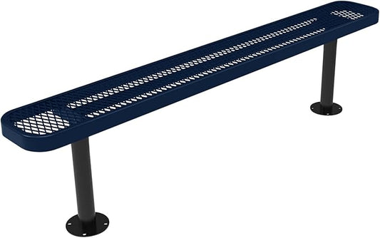 COATEDOUTDOORFURNITURE Heavy-Duty Outdoor Bench Thermoplastic Coated, Expanded Metal, Commercial-Grade Seating, Made in America (Surface Without Back, 6 Ft, Textured Dark Blue)
