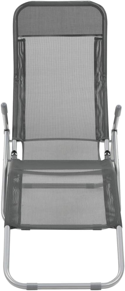 2 Pack Folding Outdoor Chaise Lounge Anthracite Textilene Modern Adjustable Backrest 23.6x55.9x38.2 in Lightweight Steel Frame for Poolside Garden Balcony Beach