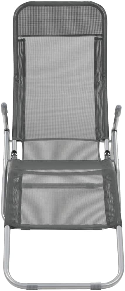Folding Sun Lounger Set of 2, Adjustable Reclining Outdoor Chaise Lounge Chairs with Breathable Textilene Fabric for Patio Garden Poolside Beach, Anthracite, Supports 265 lbs, No Assembly Required