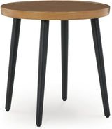 Signature Design by Ashley Horizon Hall Casual Outdoor End Table with 4 Legs, Light Brown & Black - Photo 1