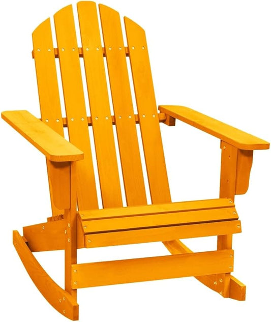 Adirondack Rocking Chair for Patio Outdoor Solid Fir Wood Lounge Chair Orange 36.2" Weather-Resistant Comfort Design Garden Furniture for Deck Backyard