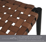 Grand patio Bench, 2-Seat Leather-Look Wicker Bench with Tapered Legs, Outdoor Bench for Small Front Porch Entryway - Photo 6