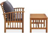 Dark Grey Solid Acacia Wood Garden Lounge Set with Oil Finish - 2-Piece Outdoor Patio Furniture Set Including Wooden - Photo 2