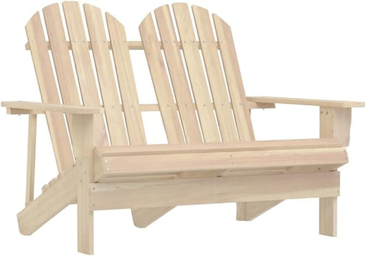2-Seater Adirondack Chair Solid Fir Wood Ergonomic Outdoor Garden Furniture with Natural Finish and Style Fir Design