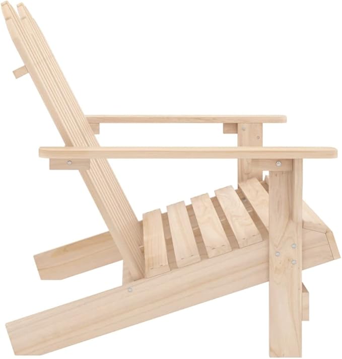Solid Fir Wood 2-Seater Adirondack Chair Natural Finish Outdoor Lounge Chair Ergonomic Design for Patio Garden Poolside or Porch Relaxation