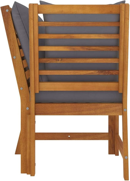 Sectional Corner Sofa with Dark Gray Cushions Solid Acacia Wood Outdoor Patio Furniture Set for Garden Poolside Balcony