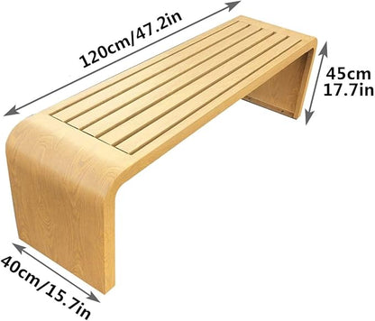 Patio Garden Bench, All-Weather Outdoor Bench, 2-3 Person Seat Backless Front Porch Bench, Outdoor Metal Garden Bench(Wood Color,120cm/47.2in)