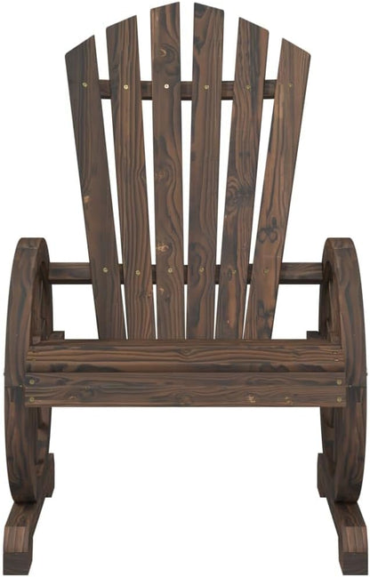 Solid Fir Wood Adirondack Chair with Burnt Finish for Outdoor Patio and Garden Seating, Ergonomic Slanted Back, Wide Armrests, Weather-Resistant Comfort,