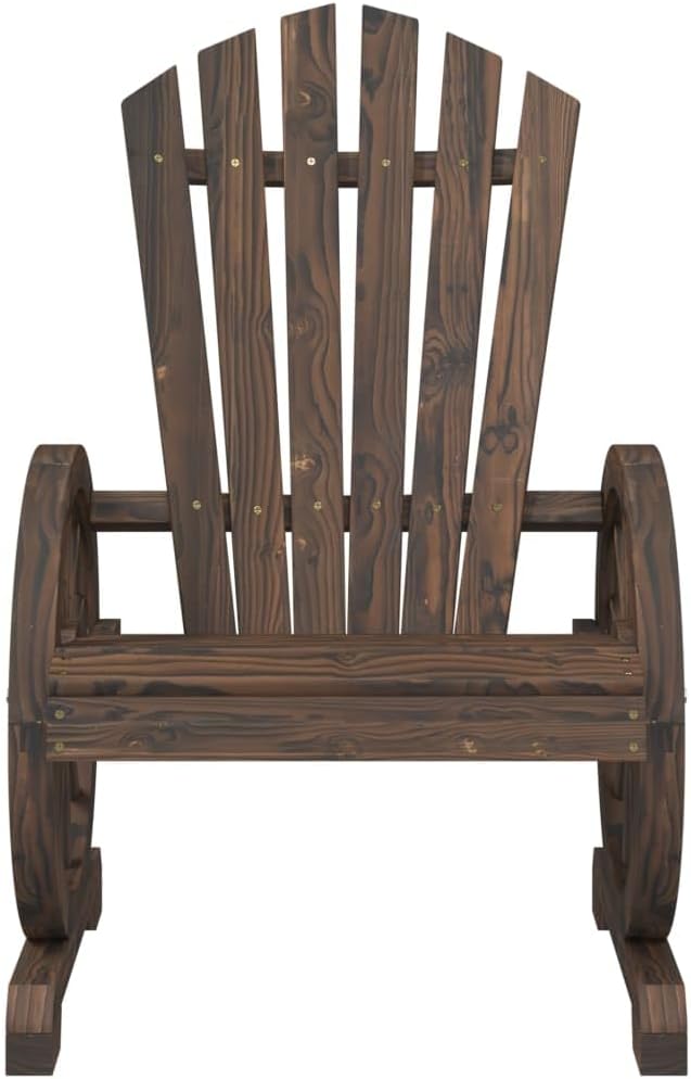 Garden Adirondack Chair Burnt Wood Solid Fir Wood Standard Outdoor Furniture with Ergonomic Structure and - Photo 5
