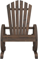 Solid Fir Wood Adirondack Chair Outdoor Patio Furniture with Wagon-Wheel Armrests 24.8" Wide Ergonomic Seat for - Photo 4