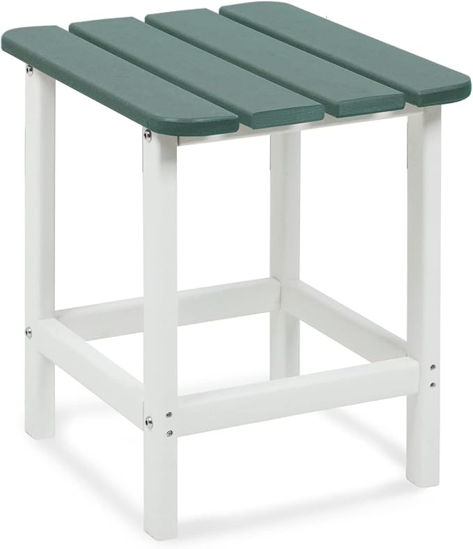 Aoodor 19'' Adirondack Side Table, Rectangular HDPE End Table, Weather Resistant and Easy Maintenance, Green