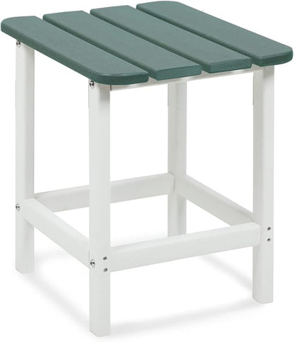 Aoodor 19'' Adirondack Side Table, Rectangular HDPE End Table, Weather Resistant and Easy Maintenance, Green