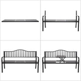 VINGLI 59" Outdoor Metal Bench Patio Bench with Built in Table Park Bench Garden Bench - Photo 6