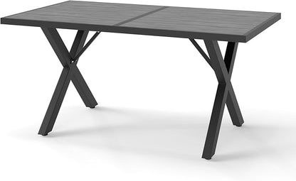 Aluminum Outdoor Dining Table - All-Weather Exposure, Waterproof and Rust-Proof Courtyard-Style Coffee Table Garden/Balcony/Poolside, Black 1 Pcs