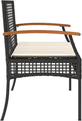 2-Seat Outdoor Garden Bench in Black-Brown Poly-Rattan, 42.5 x 22.4 x 33.5 in - Photo 6