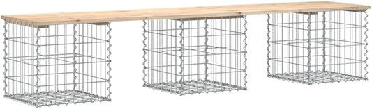 Garden Bench Natural Wood and Silver for Outdoor Seating 3 Person Capacity with Solid Pine Wood and Galvanized Steel Construction Rustic Finish Patio Furniture