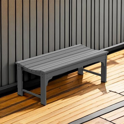 WestinTrends Malibu Outdoor Bench, All Weather Resistant Poly Lumber Backless Patio Garden Bench, Adirondack Curved Bench Seat for Comfort, Gray