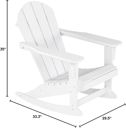 WO WESTIN OUTDOOR HDPE Laguna Outdoor Rocking Poly Adirondack Chair, White