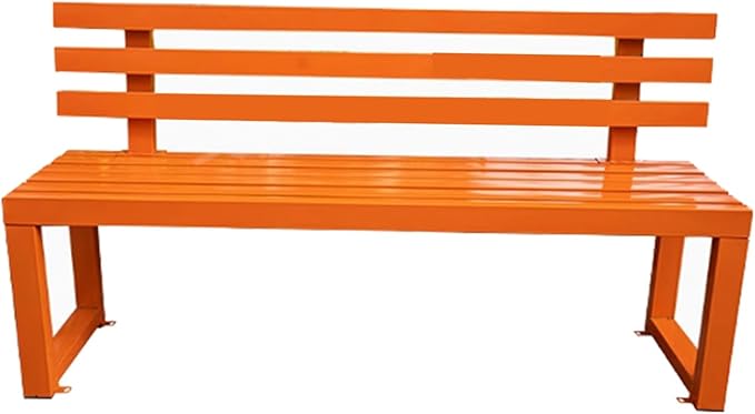 2-Person Outdoor Bench w/Backrest, Metal Steel Benches Furniture for Patio Garden Porch Entryway Indoor Deck Backyard Bench L:39" 47" 59"(Orange,59in)