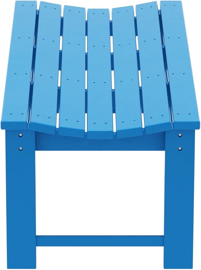 WO Home Furniture Outdoor 46" Backless HDPE Adirondack Bench, Poly Lumber Seat for Patio, Backyard, Balcony, All Weather Resistant with UV Protection, Pacific Blue