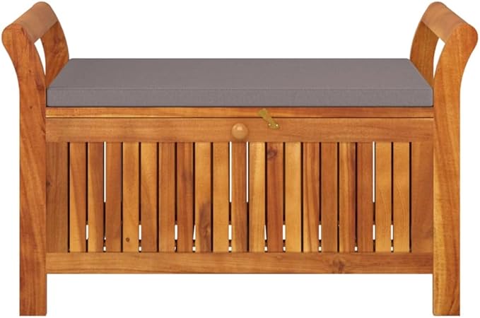 Garden Bench Deck Bench Patio Storage Bench with Cushion 35.8" Solid Wood Acacia