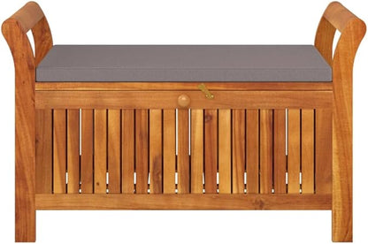 Garden Bench Deck Bench Patio Storage Bench with Cushion 35.8" Solid Wood Acacia