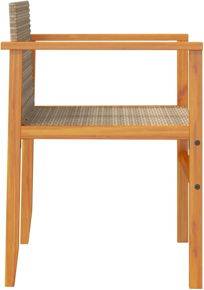 Patio Chairs with Cushions 2 pcs Beige Poly Rattan&Solid Wood Sillas para Patio Lawn Chairs for Dining Table Garden Chair for Picnic Study Courtyard Living Room