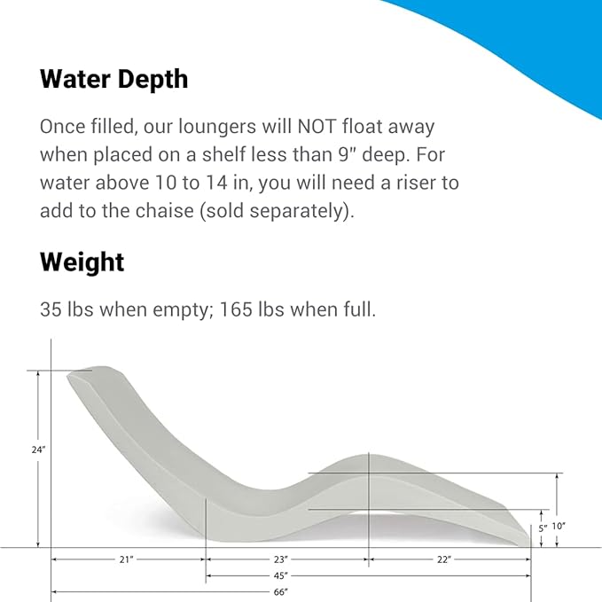 Aqua Outdoors - in-Pool Chaise Lounger - Inside Pool & Sun Shelf Lounge Chair - Designed for Water Depths Up to 9” - Photo 2