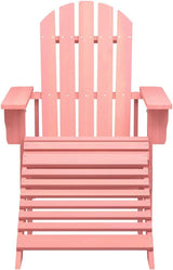 Pink Adirondack Chair with Ottoman Solid Fir Wood Detachable Garden Chair Decor for Outdoor Patio Balcony Relaxation 4 - Photo 3