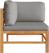 2-Seater Garden Bench with Dark Grey Cushions and Natural Teak Wood - Photo 4