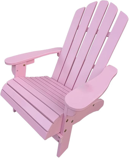 TRIPLE TREE Wood Children Adirondack Chair,Ergonomic All-Weather Adirondack Chairs,Durable Lounge Chair Outdoor for Garden,Lawn,Indoor,Pink