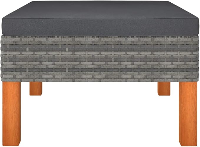 Outdoor Sectional Couch Grey, 42.33 lbs Compact PE Rattan Patio Sofa with Eucalyptus Legs for Balcony Garden Living Room