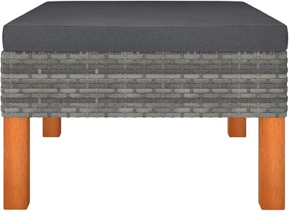 3 Piece Grey Outdoor Sectional Sofa Set 23.6 x 23.6 x 12.6 in Steel Frame Eucalyptus Wood Patio Couch with Removable Cushions for Garden Balcony Terrace
