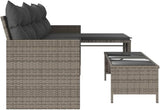 vidaXL Patio Garden Sofa Set L-Shaped Gray Poly Rattan with Table - Outdoor Seating with Washable Cushions for Deck - Photo 8