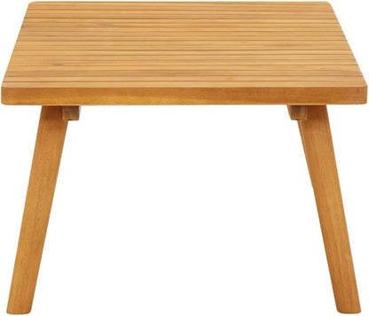Solid Acacia Wood Garden Coffee Table Golden Brown 21.7x35.4 Inch Rectangular Slatted Top Durable Indoor Outdoor Furniture for Patio Balcony