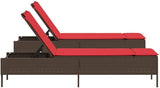 Patio Sun Lounger Brown, Adjustable Outdoor Chaise Lounge with Removable Cushions - Photo 6