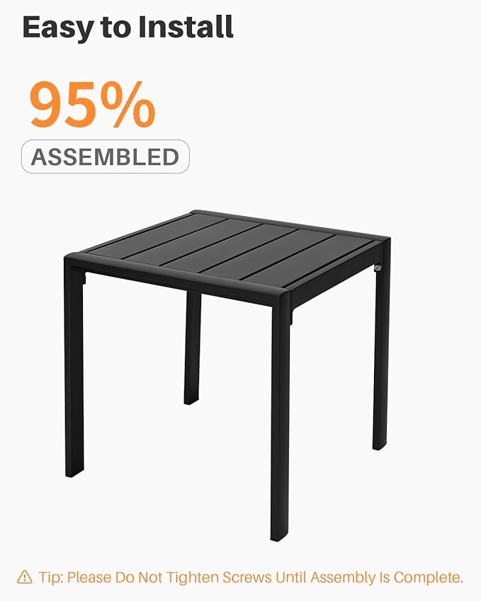 Outdoor Side Table, Never-Rust Aluminum Patio Side Table, Pool End Table with Slatted Top, Modern Outdoor Porch Tables for Beach, Poolside, Deck, Yard