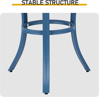 Outdoor Side Tables, Weather Resistant Iron Patio End Table, Portable Small Round Outdoor Metal Accent Bistro Coffee Plant Tables for Patio Yard Indoor Balcony Garden Bedside (Navy Blue)