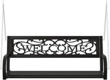 Garden Swing Bench Black Steel, Durable Plastic Hanging Mount, Weatherproof Outdoor Seating for Patio, Front Porch - Photo 5