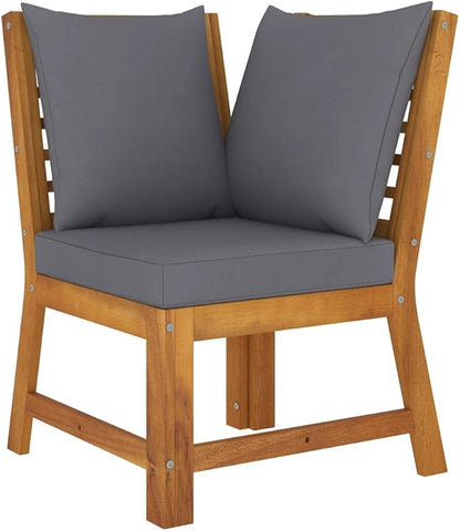 Sectional Corner Sofa with Dark Gray Cushion,Outdoor Sectional Sofa,Patio Couch,Outdoor Furniture,Perfect for The Front Porch, Backyard, Patio or Balcony, Solid Acacia Wood