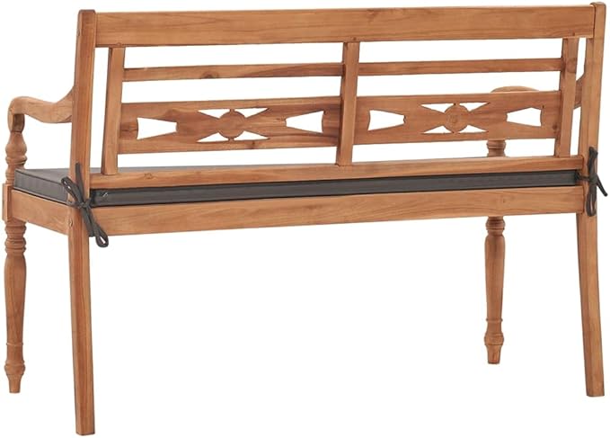 Garden Bench Deck Bench Batavia Bench with Dark Gray Cushion 47.2" Solid Teak Wood