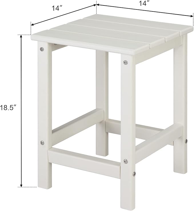 Beach Outdoor Side Table with 2 Layer Storage, Plastic Waterproof and UV Resistant HDPE Adirondack Coffee End Tables - Photo 3