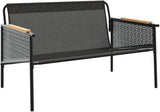 116 cm Black Patio Outdoor Sofa Bench with Anthracite Cushions, Modern Steel Frame - Photo 5