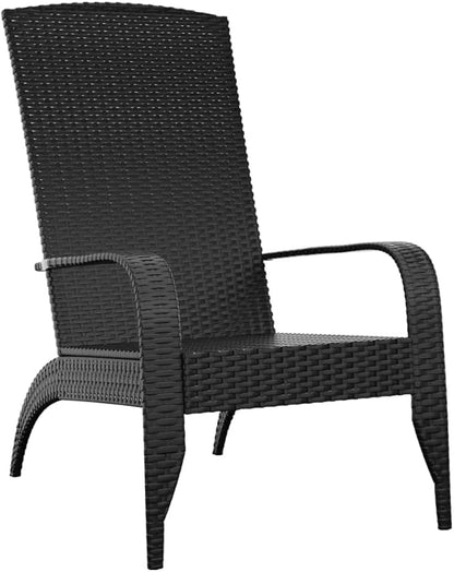 vidaXL Patio Adirondack Chair in Black | Modern Lightweight Poly Rattan Outdoor Garden Seating | Weather-Resistant & Easy to Assemble